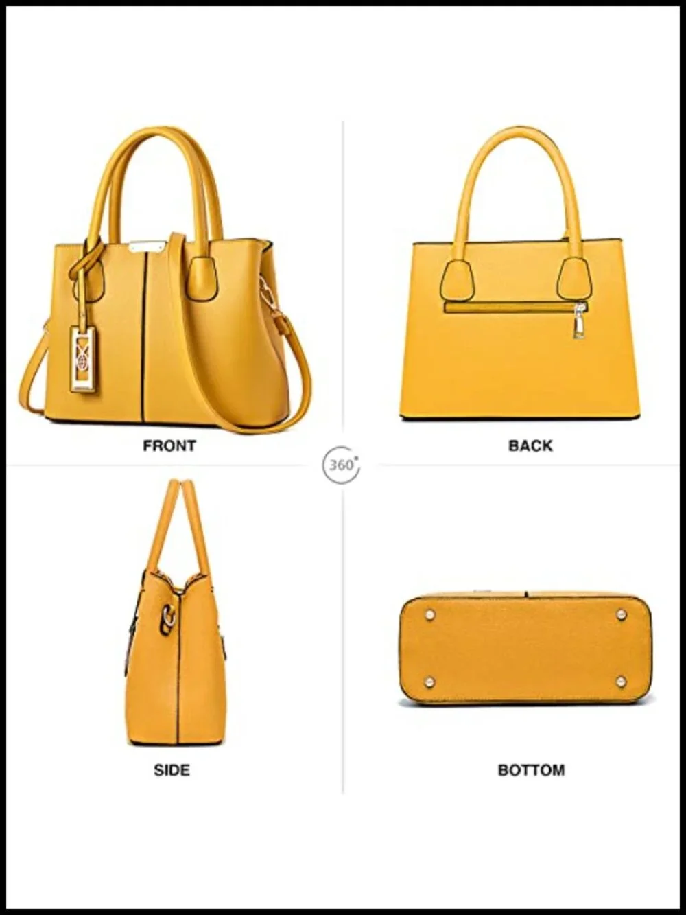 Synthetic Leather Satchel Crossbody Tote Shoulder Bag with Gold Tone Hardware